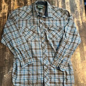 Outdoor Life Men Shirt Button-Up Pocket Casual Plaid XL
